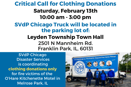 Critical Call for Clothing Donations – Sat. 2/13 10AM-3PM at Leyden Township Town Hall