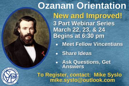Ozanam Orientation – March 22, 23, & 24.  Registration Now Open!