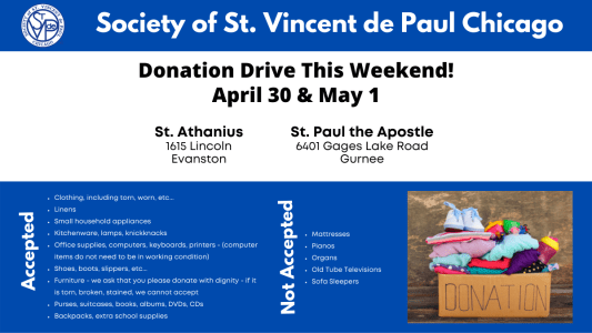 Donation Event Weekend: April 30 & May 1