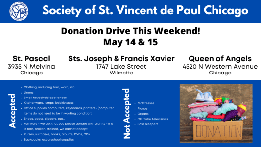Donation Drive – May 14 & 15