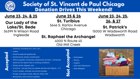 Donation Drives: June 23 – 27