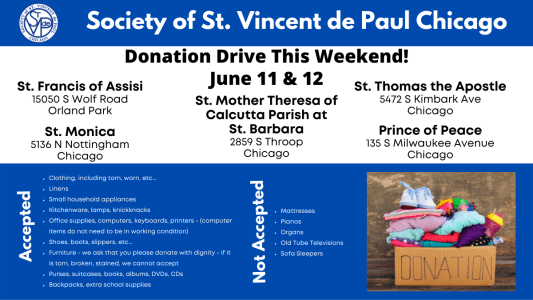 Donation Drives – June 11 & 12